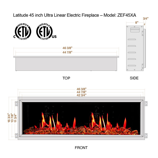 LiteDeer HomesHD LED Smart Electric Fireplace with Crystal Stone